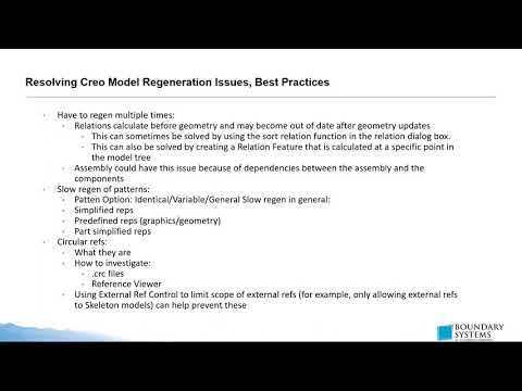 Boundary Systems: Resolving Creo Model Regeneration Issues, Best Practices webinar