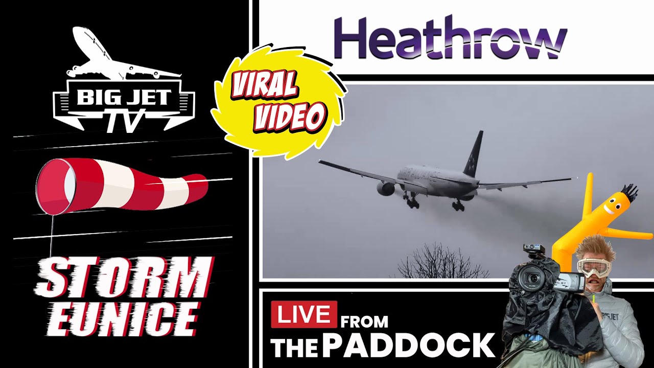 LIVE: Storm Eunice at London Heathrow Airport - YouTube