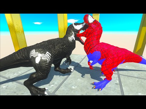 Venom T-Rex Dinosaur vs Spiderman T-Rex Death Run - Animal Revolt Battle Simulator