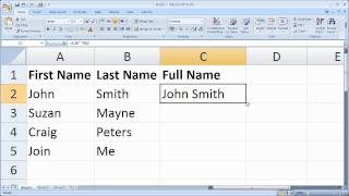 Excel: join two text fields (first name and last name)