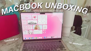 IT GIRL MACBOOK AIR M4 256GB UNBOXING! *aesthetic* CUSTOMIZATION, SETUP,& MORE!