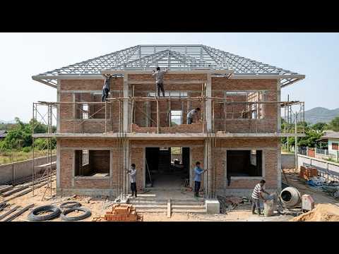 Modern Two-Story House Construction | Full Building Process from Foundation to Finish