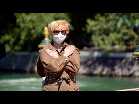 Tilda Swinton arriving at the Venice Film Festival 2020