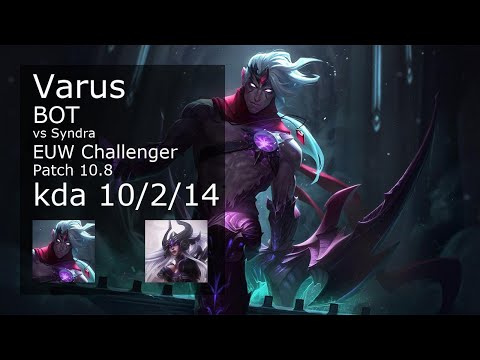 Varus ADC vs Syndra - EUW Challenger 10/2/14 Patch 10.8 Gameplay