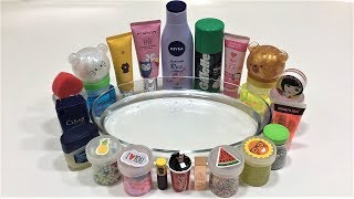 MIXING RANDOM THINGS INTO CLEAR SLIME!! SLIMESMOOTHIE! SATISFYING SLIME VIDEO PART 74 !