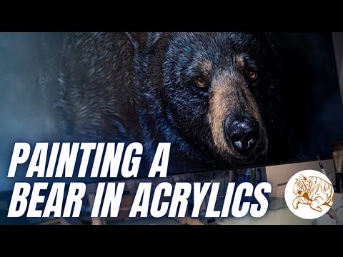 Painting a Bear in Acrylics || How To Paint Realistic Black Fur