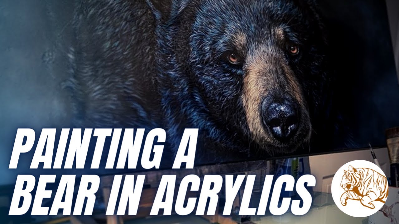 Painting a Bear in Acrylics || How To Paint Realistic Black Fur
