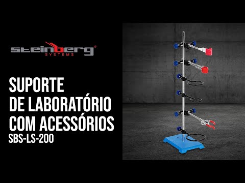 vídeo - Suporte de laboratório com acessórios - 3 pinças - 3 anéis