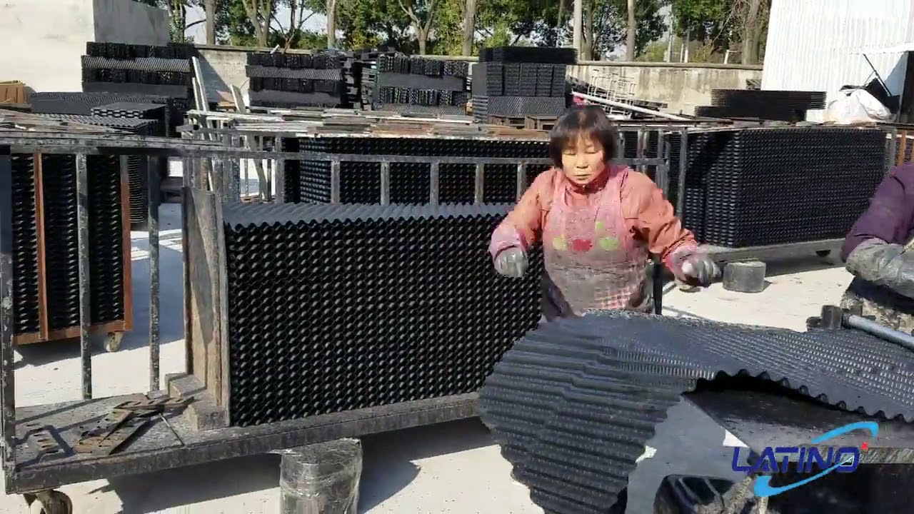 Gluing cooling tower fill