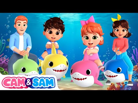 Five 5 Little Sharks 🦈 Baby Shark Song + more Nursery Rhymes | Cam & Sam