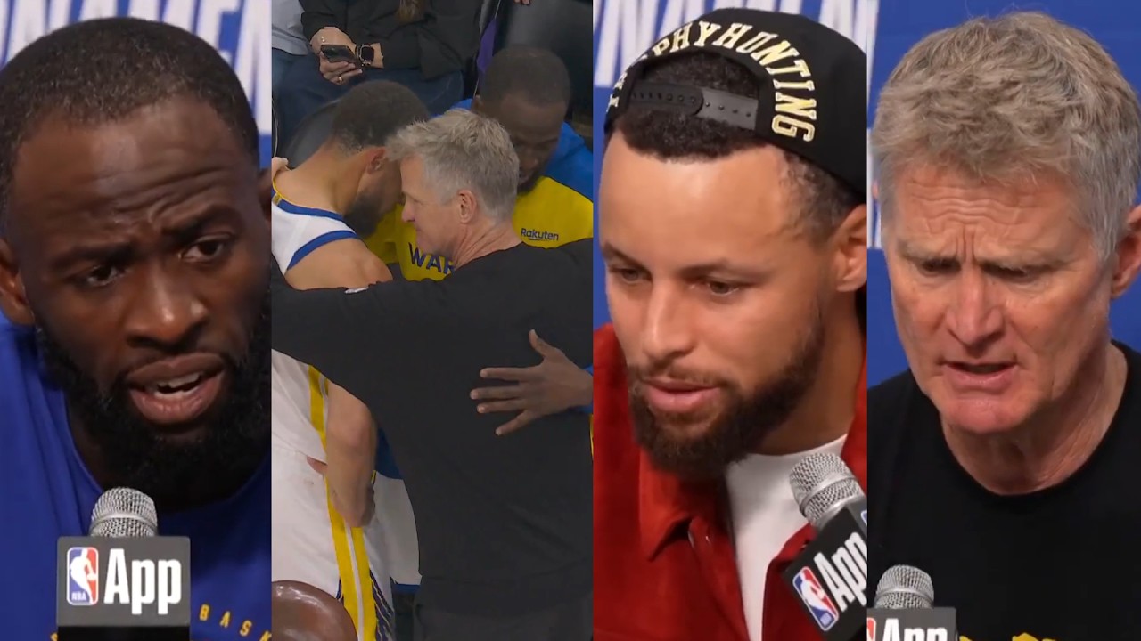 Steph Curry, Draymond and Steve Kerr hug and speak on their futures with Warriors