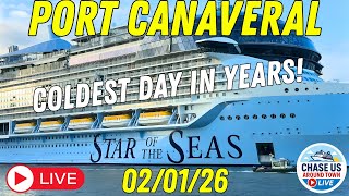 LIVE: Watching the Cruise Ships Leaving Port Canaveral LIVE! (Feb. 01, 2026) Cold Day in Fl