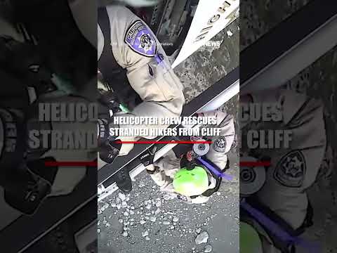 WATCH: Helicopter crew rescues stranded hikers from cliff #shorts #foxnews #fox #news