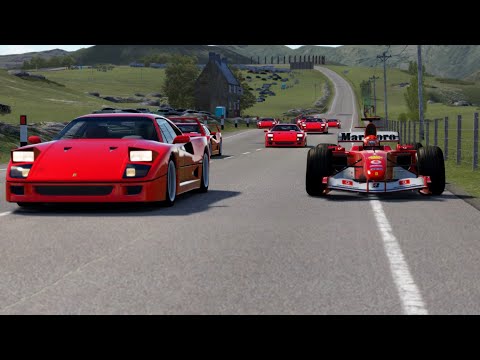 F1 Ferrari F2004 Michael Schumacher vs Ferrari F40 Sports at Highlands