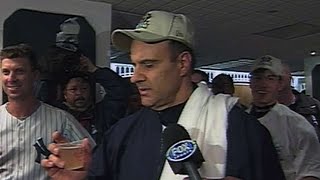Joe Torre offers a toast after winning the 2001 ALCS