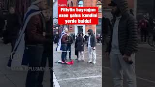 Filistin bayrağını ezen İsrailli kendini bir anda yerde buluyor! #shorts #filist