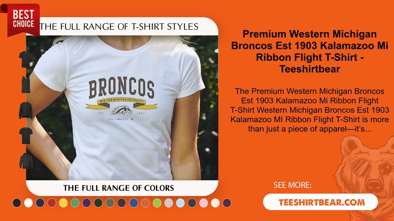 Premium Western Michigan Broncos Est 1903 Kalamazoo Mi Ribbon Flight T-Shirt