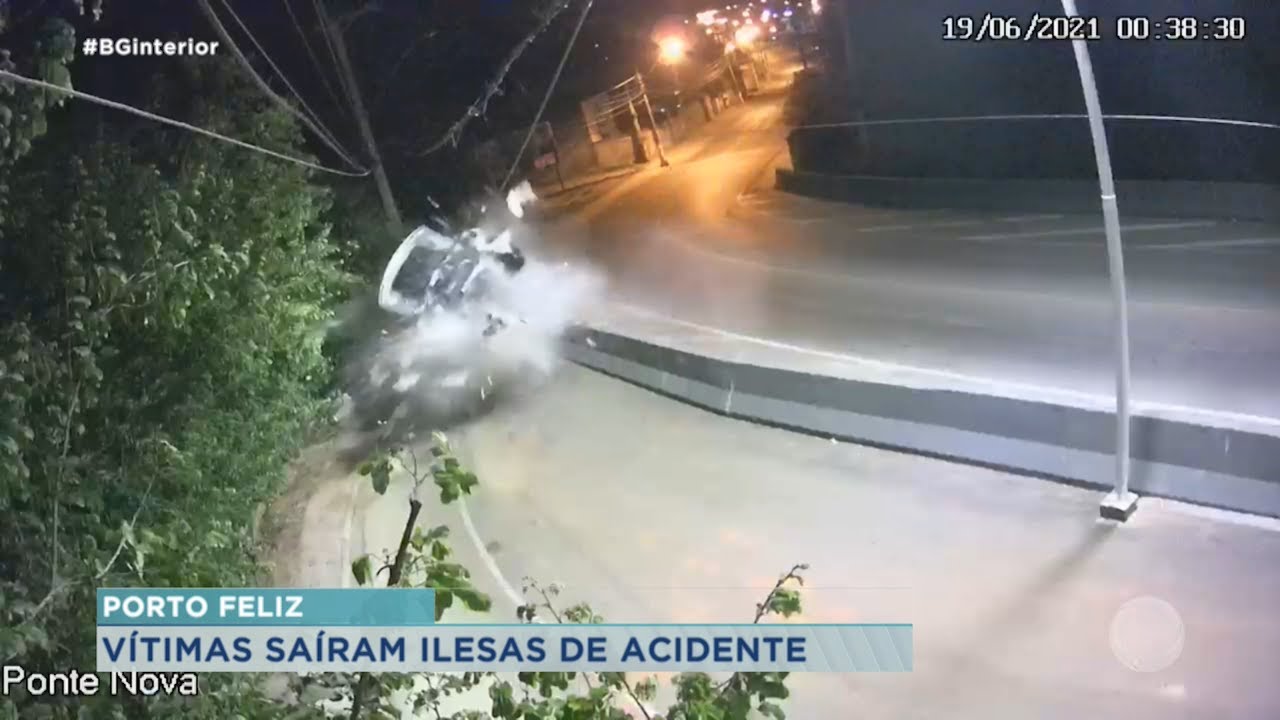 Porto Feliz: câmeras registraram acidente, vítimas saem ilesas