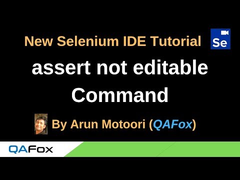 New Selenium Ide Part 44 Assert Not Editable Command