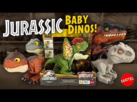 JURASSIC BABY DINO TOYS! Unboxing Mattel Jurassic World Dilophosaurus + More! / collectjurassic.com