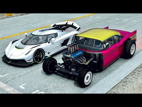 Declasse Tornado Dragster vs Koenigsegg Jesko - Drag Race 20 KM
