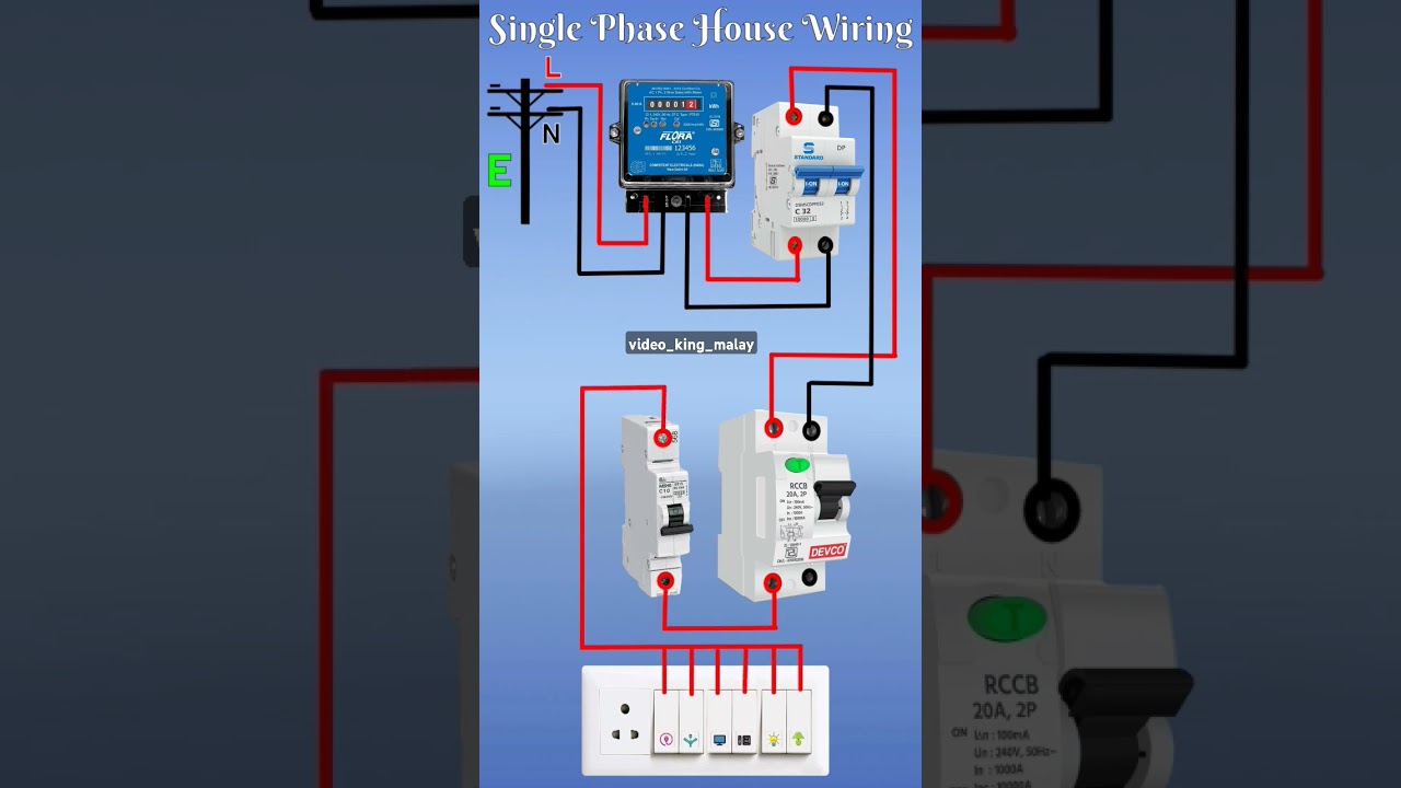 House Wiring Diagram // Single Phase House Wiring // House Wiring #shorts #shortsvideo