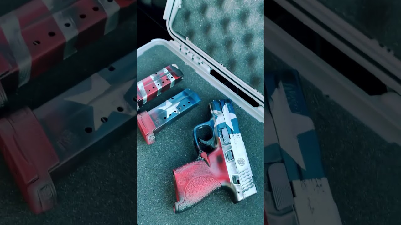 Texas flag and U.S. flag custom Cerakote handgun