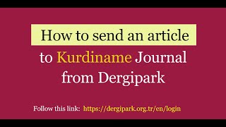 How to send article to Kurdiname in Dergipark