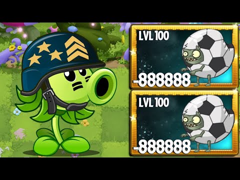 PvZ 2 9.8.1 New Plant Mega Gatling Pea Level 100 Vs New Zombie Soccerball Imp Zombie Level 100