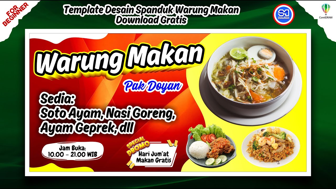 Template Spanduk Warung Makan Gratis | CorelDRAW CDR