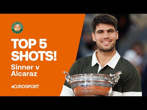 Top 5 shots Men's Final - Carlos Alcaraz vs Jannik Sinner 🔥 | 2025 French Open 🇫🇷