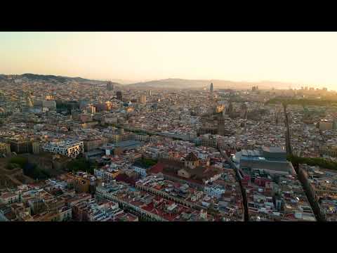 Barcelona, Spain 🇪🇸 | 4K Aerial perspective of Barcelona's skyline, including the city itself.