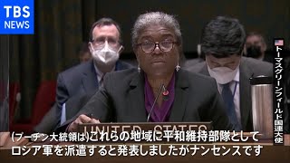 ウクライナ情勢　国連安保理異例の夜間緊急会合で米ロが応酬