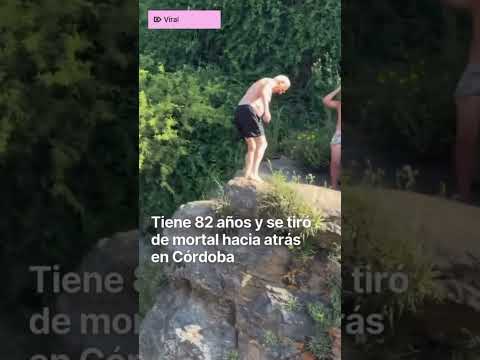 😱TIENE 82 AÑOS😱 y sorprendió a todos con un saltoacrobático en un balneario de Córdoba #viral