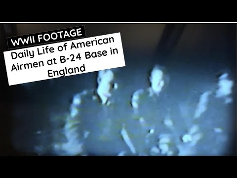 WWII Color Footage - Daily Life of American Airmen at B-24 Base in England