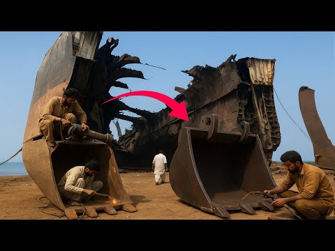 We Cut a Huge Ship .  How We Make an a Excavator Bucket 