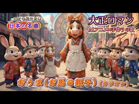 おうま（お馬の親子）（カラオケ）心温まる動く絵本と優しい歌声【AIアニメ&times;手作りの歌】