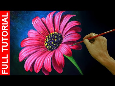 How to Paint a Daisy Flower in Real Time Acrylic Painting Tutorial by JM Lisondra