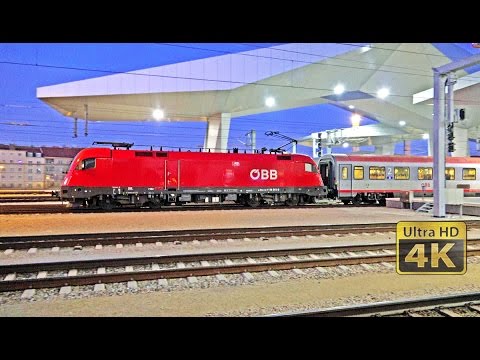 Wien Hauptbahnhof - 40 minutos 4K [Ultra HD] Chegadas e partidas contínuas de trens