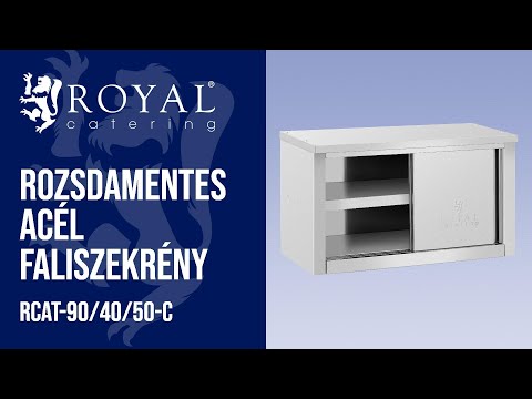 Videó - Rozsdamentes acél faliszekrény - 900 x 400 x 500 mm - teherbírás szintenként: 60 kg - Royal Catering