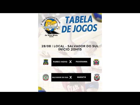28/08 - Transmissão Rodada 1° Copa Transcitrus de Vôlei Misto 2025 - Salvador do Sul 🔴 AO VIVO