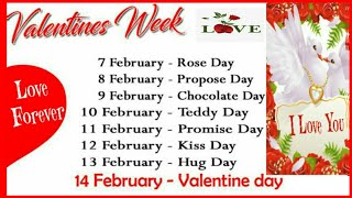 Valentines Week List 2022 |Valentine Day Chart|Calendar|Valentine Week List|Date|Schedule|