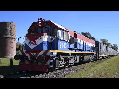 [4K] Tren cargado de NCA con la EMD GT-22CW 9103 pasando por Marcos Juárez!!!!!!