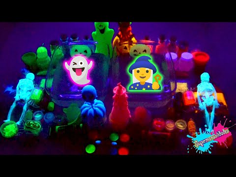 Mezclando fantasma VS Bruja en Slime (colores neón) - Supermanualidades