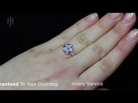 9ct W/G Diamond & Tanzanite Flower / Cluster Ring - HJ289