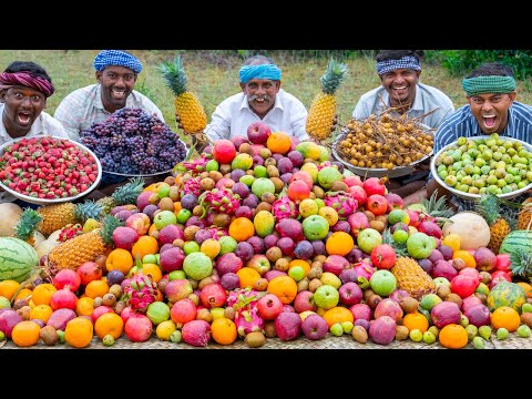 MIXED FRUIT JAM | Colorful Healthy Fruits Mixed Jam Recipe Cooking in Village | Fruits Cutting Skill