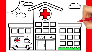 HOW TO DRAW A HOSPITAL EASY