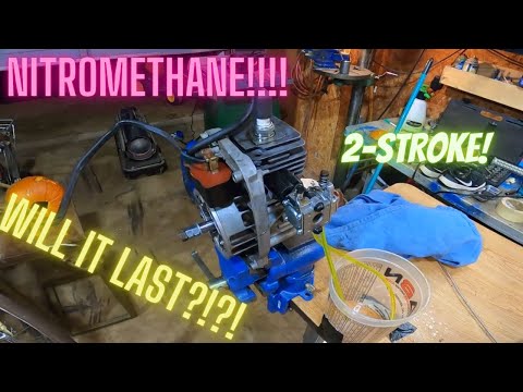 Running a 2 stroke engine on nitromethane rc car fuel!