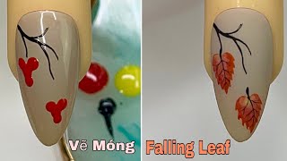 Easy Falling Leaf Nail Art For Beginner 💖Vẽ Móng💅 New Nails Design 💝 New Nails