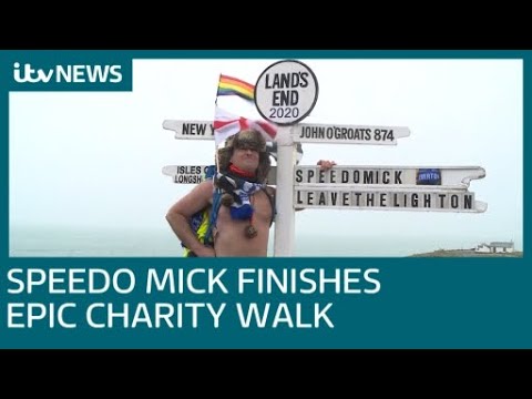 Speedo Mick finishes his epic walk from John O'Groats to Land's End | ITV News
